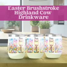 Easter Brushstroke Highland Cow Drinkware