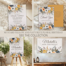 MUSTARD AND NAVY WATERCOLOR FLORAL BIRTHDAY