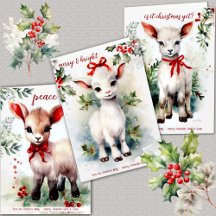 Watercolor Baby Goat Christmas Cards