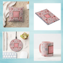 Elegant Pink Flower Boho Vintage Monogram