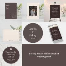 Earthy Brown Minimalist Fall Wedding Suite