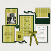 Elegant Chartreuse Stripe Pattern Formal Wedding