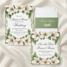 Elegant White Magnolia Winter Wedding Pine Tree