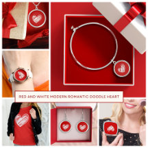 Romantic Red Doodle Heart Valentines Anniversary