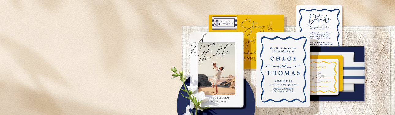 An array of customizable Wedding stationery