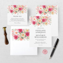 Modern Watercolor Bright Pink Floral Wedding
