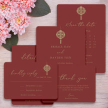 Modern Chinese Lantern Monogram Red Wedding 