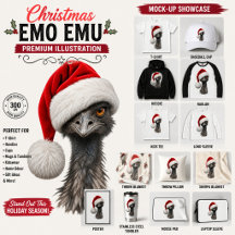 Funny Christmas Emu with Santa Hat