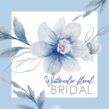Dusty Blue Watercolor Floral Bridal & Engagement
