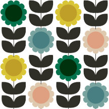 Mid-Century Modern Colored Retro Groovy Floral 
