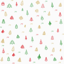 Gold Green Red Christmas Trees Pattern