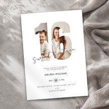 Number Photo - Teens Birthday Invitations