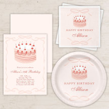 Retro Cake Pink and Red Birthday