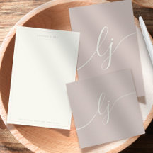 Monogram Script Calligraphy Initials Rose & Ivory