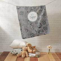 Poppy Flowers Gray Watercolor Pattern