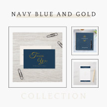 Modern Gold Navy Blue Monogram