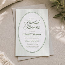 Sage Green Striped Oval Frame Bridal Shower 