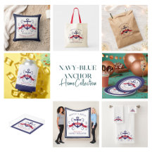 Nautical boat anchor navy-blue and red