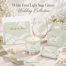 White Fern Light Sage Green Wedding Collection