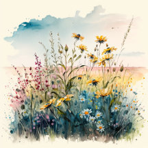 | Nature Field Flowers Ceramic Tile |