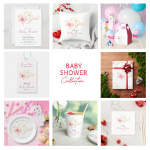 Pink & Gold “Oh Girl” Gold Typography Baby Shower