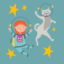 Space Cat Throw Pillows For Kids