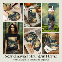 Scandinavian Retro Art Mountain Home
