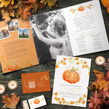 Pumpkin fall in love watercolor wedding 