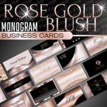 Rose Gold Monogram Business Cards - Luxury Classy