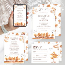 Rustic Brown Terracotta Fall Autumn Trees Wedding