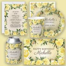 YELLOW FLORAL AND GOLD GLITTER BIRTHDAY