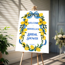 Lemons blue bow ribbon bridal shower