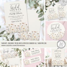 Ivory Boho Watercolor Wildflower Bridal Shower