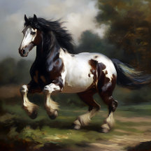 Skewbald Cob Horse (Renaissance Painting Style)