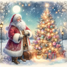 Watercolor Vintage Santa Claus