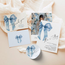 Oh Boy blue Bow whimsical Baby Shower