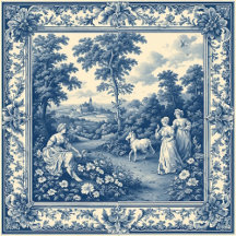 Country French Toile De Jouy Pastoral Tiles Decor