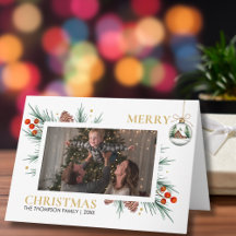 Modern Script Merry Christmas Family Photo Cards
