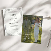 Elegant Simple Full Front Photo Wedding Invites