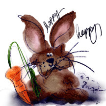 Hoppy Happy Easter Watercolor Bunny