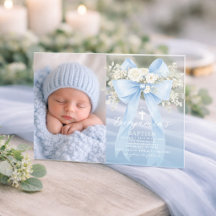 Blue Bow Eucalyptus Baby Boy Baptism