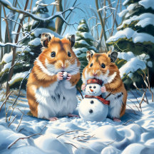 Hamsters With Snowman