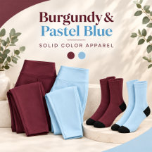 Burgundy & Pastel Blue Solid Color Apparel