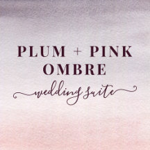 Plum Pink Ombre Watercolor Wedding Suite