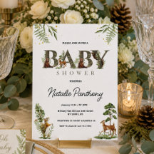 Woodland Animals Baby Shower Invitations