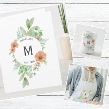 'Floral Peach' Monogram Collection