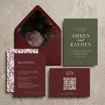 Moody Floral Burgundy Sage Wedding Collection