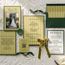 Elegant Chartreuse Stripe Pattern Formal Wedding