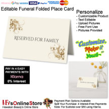 Folded Place Cards Funeral Memorial 