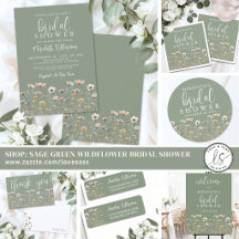 Sage Green Simple Wildflower Bridal Shower